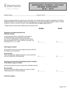 Dependent Student Untaxed Income Worksheet