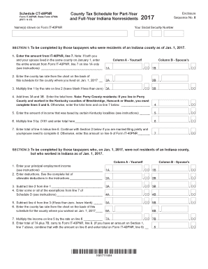 Indiana County Tax Schedule for Part-Year Nonresidents
