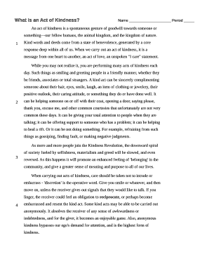 Act of Kindness Worksheet
