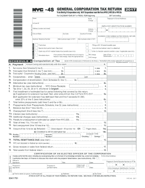 NYC-4S General Corporation Tax Return 2017