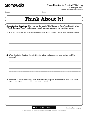 Close Reading Worksheet