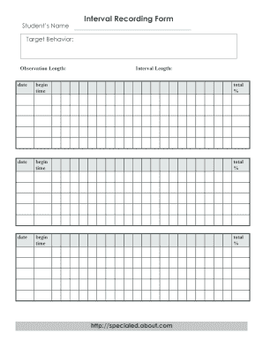Interval Recording Form