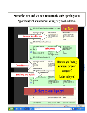 Restaurant Leads Subscription Form