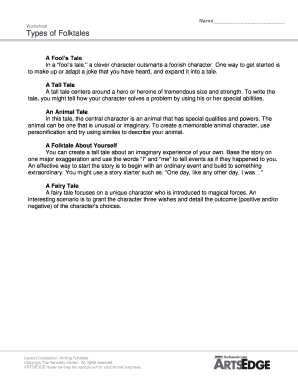 Folktale Writing Worksheet