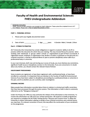 FHES Undergraduate Health Addendum