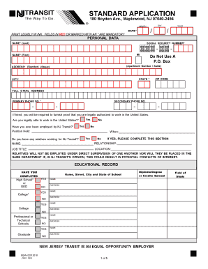 NJ Transit Employment Application