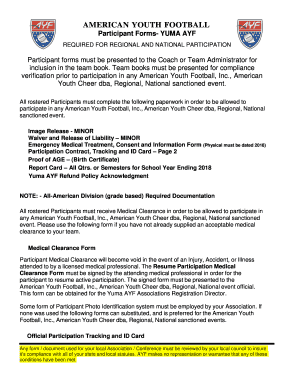 American Youth Football Participant Forms