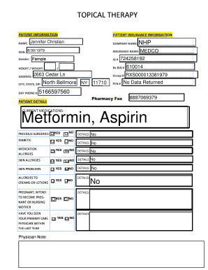 Patient Medical History and Prescription Form