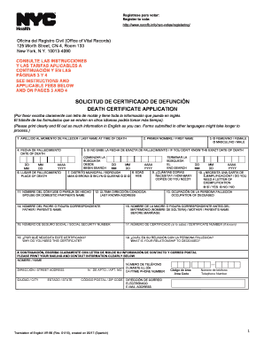 Solicitud de Certificado de Defunción