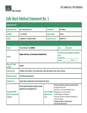 Tree Removal Safe Work Method Statement