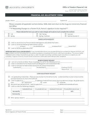 Financial Aid Adjustment Form