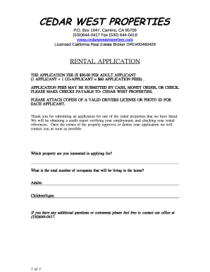 California Rental Application Form