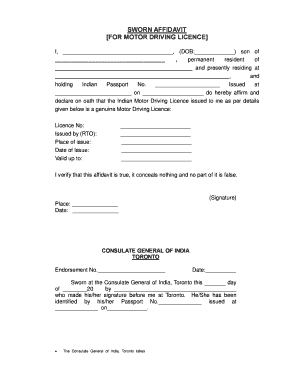 driving licence affidavit format