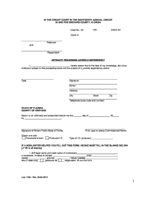 Affidavit Regarding Juvenile Dependency
