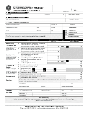 Louisville Metro Employers Quarterly Return