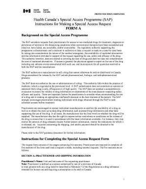 Health Canada Special Access Request Form