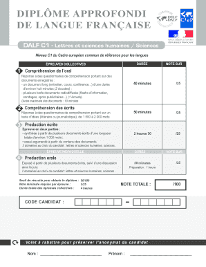 DIPLÔME APPROFONDI DE LANGUE FRANÇAISE
