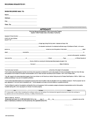 California Surviving Spouse Affidavit