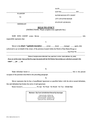 Louisiana Rule to Evict Form