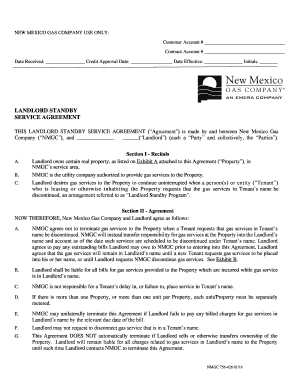 New Mexico Landlord Standby Service Agreement