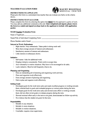 Teacher Evaluation Form