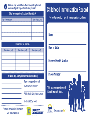 Immunization Record Form