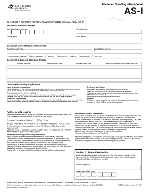 Advanced Standing Application Form