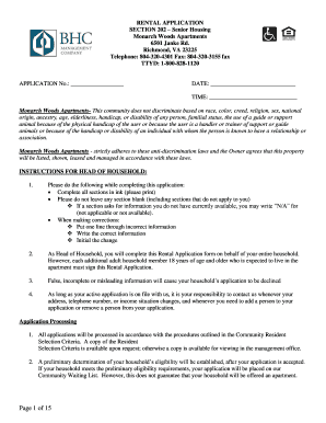 Rental Application for Senior Housing