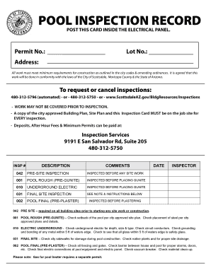 Pool Inspection Record