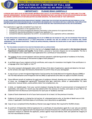 Irish Citizenship Application Form