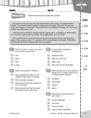 Reading Comprehension Worksheets