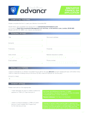 Advancr Bond ISA Application Form