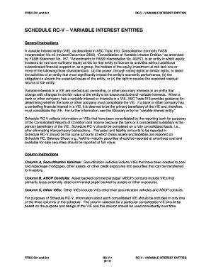 FFIEC 031 and 041 RC-V Variable Interest Entities Form