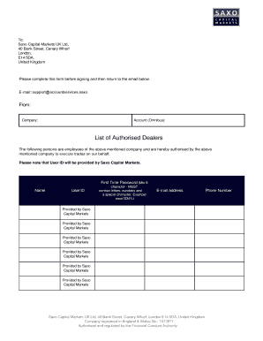 Saxo Capital Markets Authorised Dealers Form