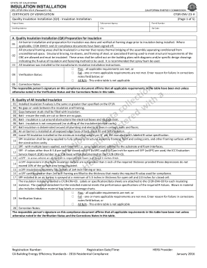 California Insulation Installation Verification Form