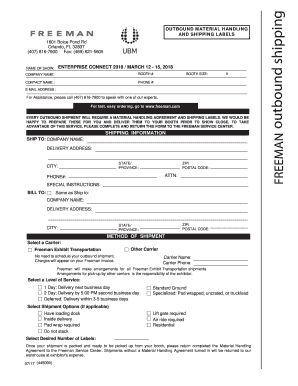 Freeman Outbound Shipping Form