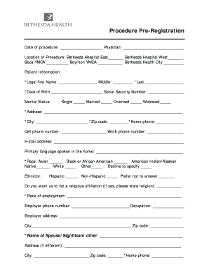 Procedure Pre-Registration Form