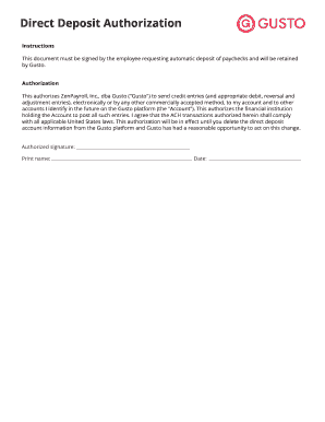 Direct Deposit Authorization Form