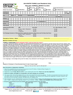 2018 Kingston City Run Entry Form