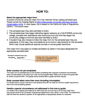 SJSU Computer Engineering Major Form