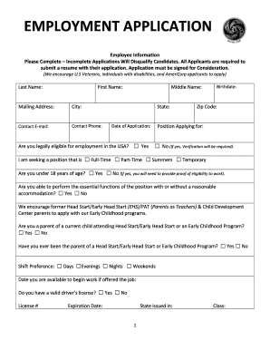 Employment Application Form