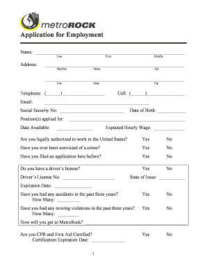 Employment Application Form