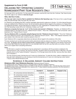Oklahoma Net Operating Loss Form 511NR-NOL