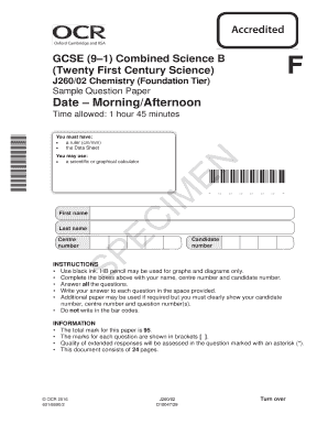 Fillable Online Ocr Gcse 91 Combined Science Twenty First Century Science J260 02 Chemistry Ft Sam Fax Email Print Pdffiller