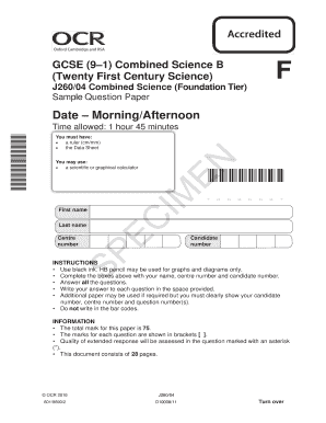 GCSE Combined Science B Sample Question Paper