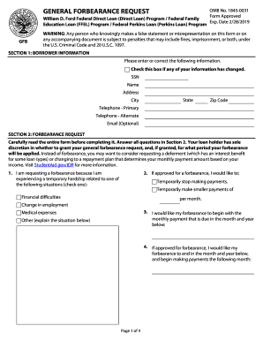Student Loan Deferment or Forbearance Request
