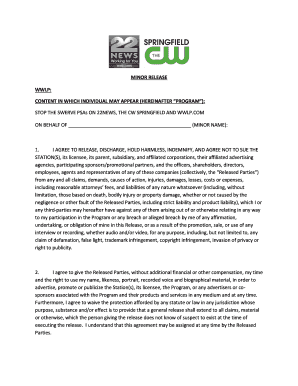 Minor Release Form for TV Appearance
