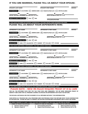 Spouse and Dependent Information Form