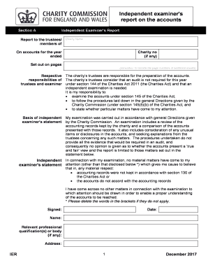 Independent Examiner's Report on Charity Accounts