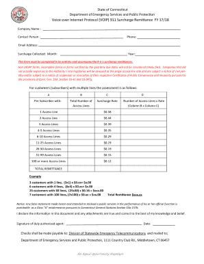 Connecticut VoIP 911 Surcharge Remittance Form